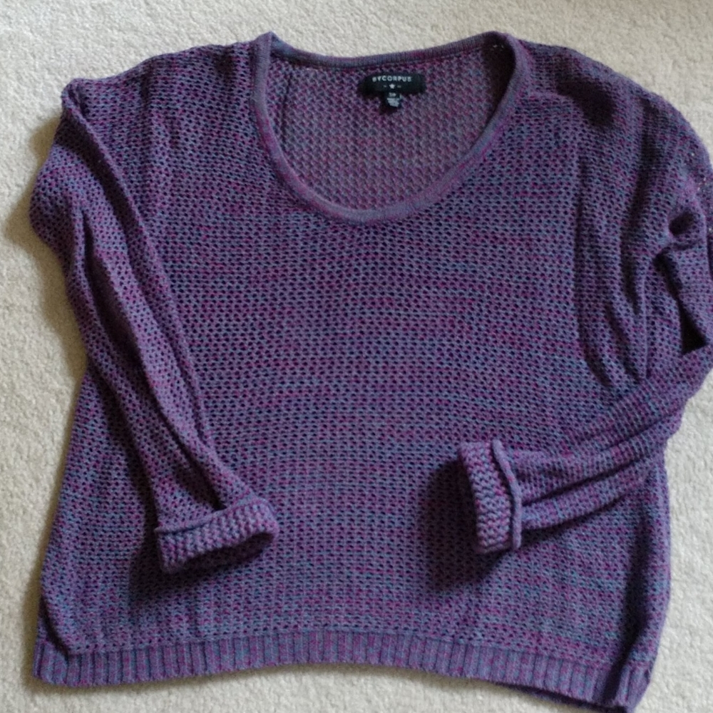 Bycorpus S l/s sweater purple and grey knit